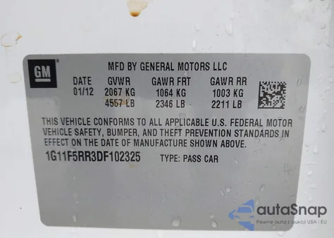 2013 Chevrolet Malibu Eco Premium Audio from USA, damaged, VIN 1G11F5RR3DF102325